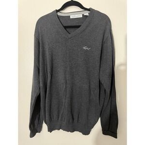 Greg Norman Men's V-Neck Shark Logo Golf Sweater Long Sleeve Casual Pullover S/T